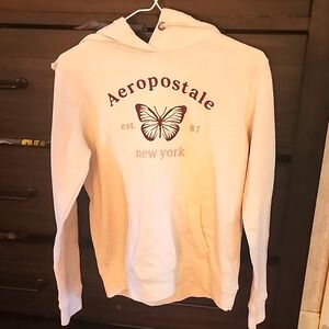 Cute beige Aeropostle sweatshirt with maroon embroidery, XS